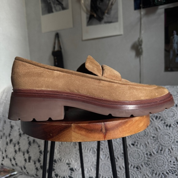 Vince Robin Suede square toe Loafers camel color